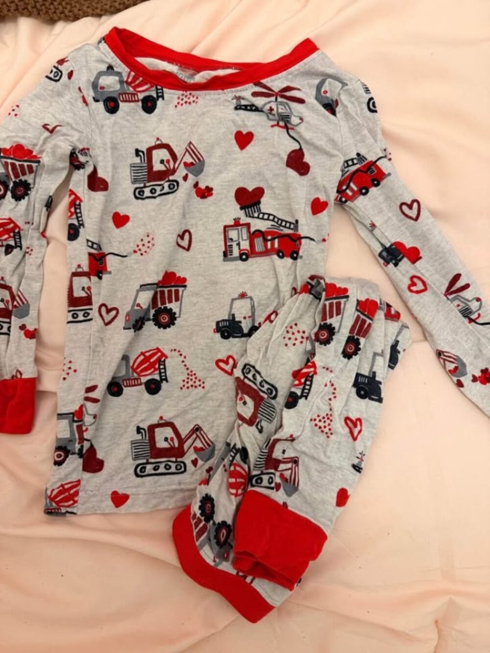 Little Sleepies LunaLuxe Bamboo Pajama Set Valentine Construction Trucks 2T